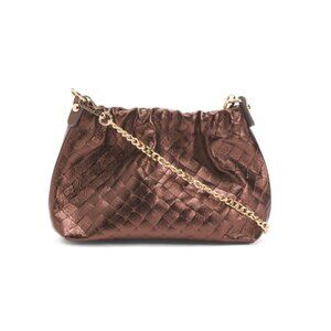 PERSAMAN NEW YORK copper Made In Italy Leather Quilted Shoulder Bag